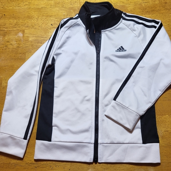 ADIDAS ATHLETIC/ SPORT JACKET/ COAT  BLK/WHT Youth SZ 6 - Picture 1 of 6